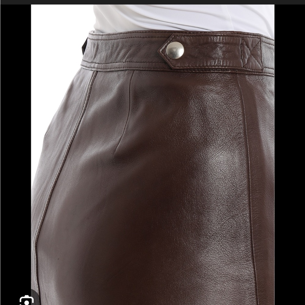 Weekend Max Mara Brown Leather Skirt - Picture 2 of 5